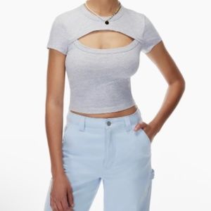 aritzia tna purple costa cut-out tshirt